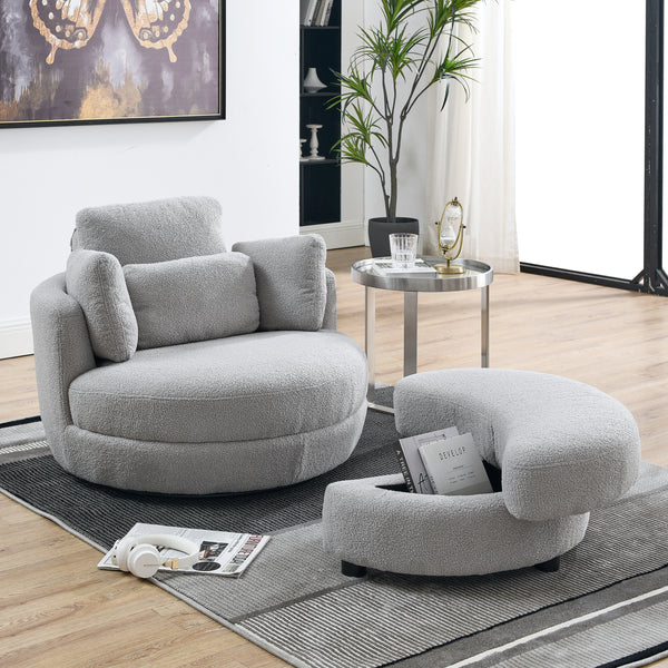 Astrid 51'' Teddy Fabric Swivel Chair